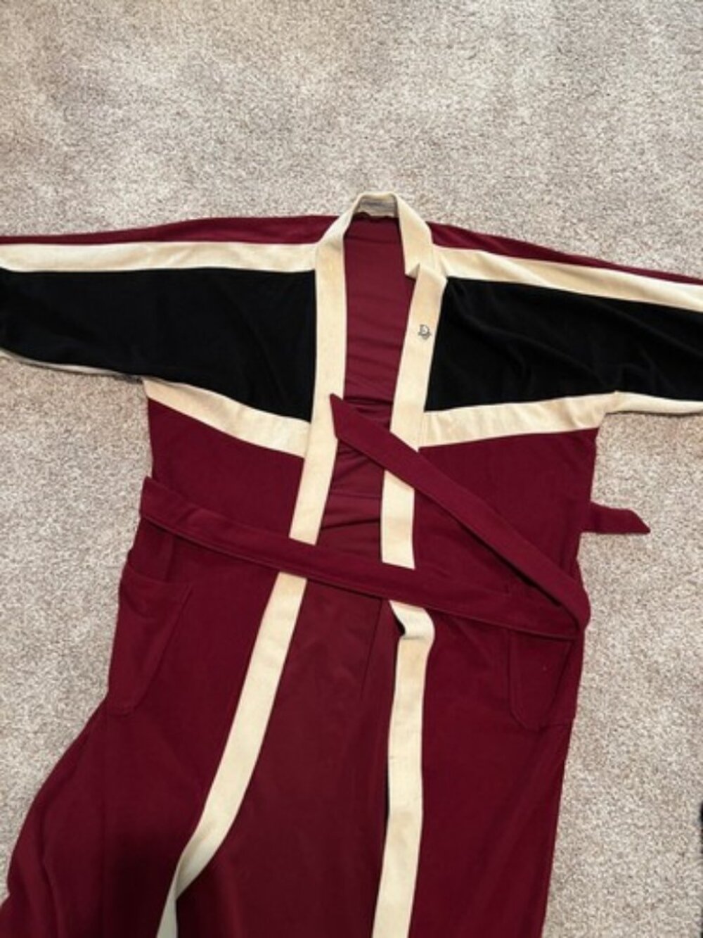 Christian Dior Men's Burgundy Ivory Robe De Chambre One Size Gentlemen